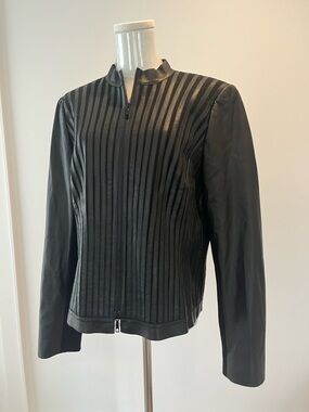 Women's Black Leather Zip-Front Jacket
